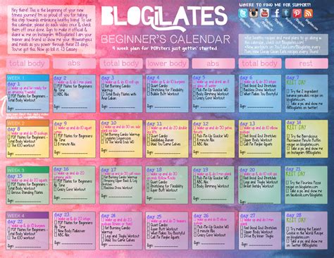 beginners calendar blogilates